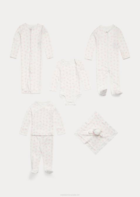Baby Ralph Lauren Organic Cotton Footed Coverall 4DJ27729 Pink Multi