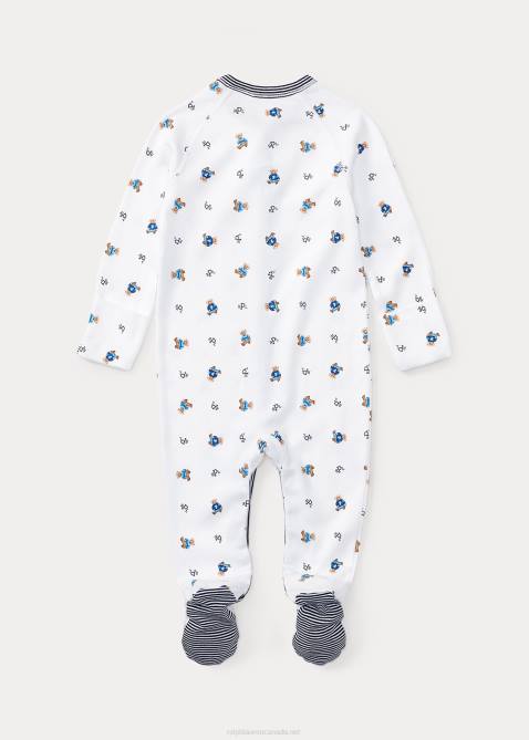 Baby Ralph Lauren Polo Bear Cotton Footed Coverall 4DJ27712 White Multi/Refined Navy