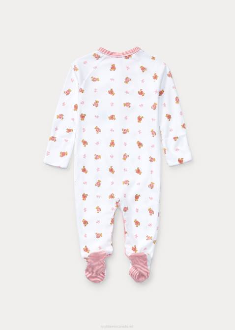 Baby Ralph Lauren Polo Bear Cotton Footed Coverall 4DJ27714 White Multi