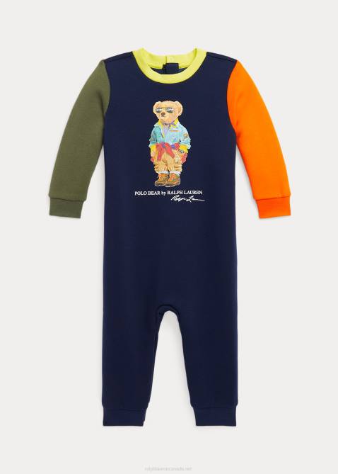 Baby Ralph Lauren Polo Bear Fleece Coverall 4DJ28171 Cruise Navy Multi