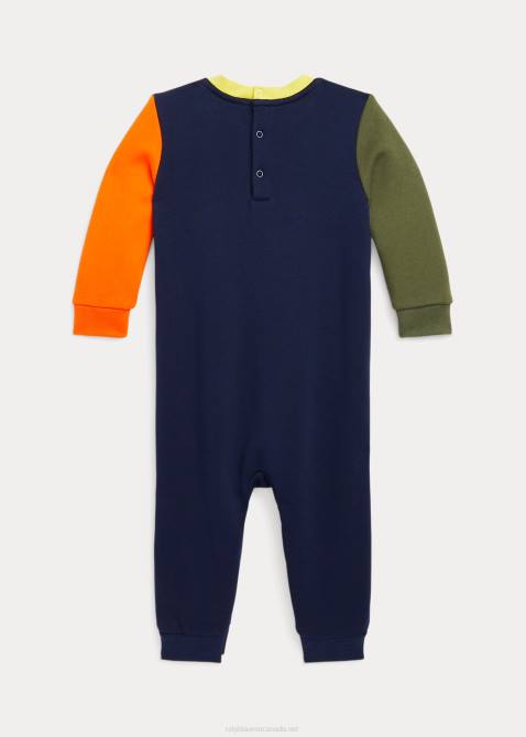 Baby Ralph Lauren Polo Bear Fleece Coverall 4DJ28171 Cruise Navy Multi