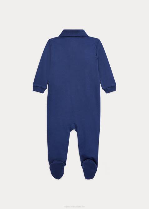 Baby Ralph Lauren Polo Bear Soft Cotton Footed Coverall 4DJ27725 Refined Navy