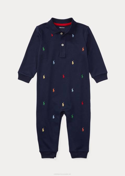 Baby Ralph Lauren Soft Cotton Polo Coverall 4DJ27707 Refined Navy
