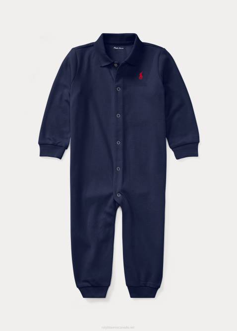 Baby Ralph Lauren Soft Cotton Polo Coverall 4DJ27708 Refined Navy
