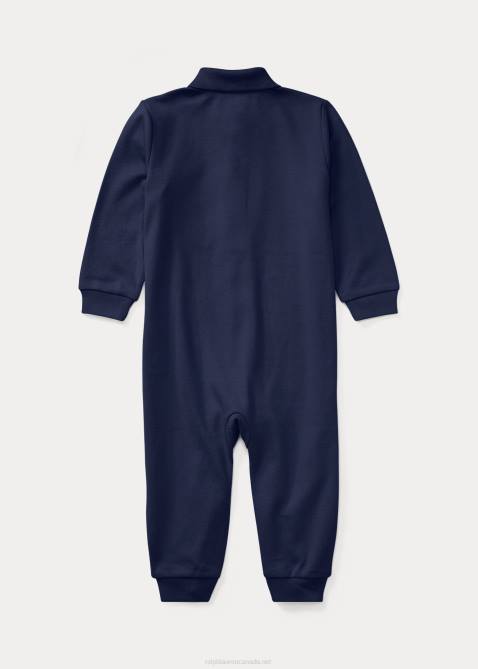 Baby Ralph Lauren Soft Cotton Polo Coverall 4DJ27708 Refined Navy