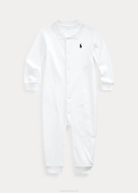 Baby Ralph Lauren Soft Cotton Polo Coverall 4DJ27709 White