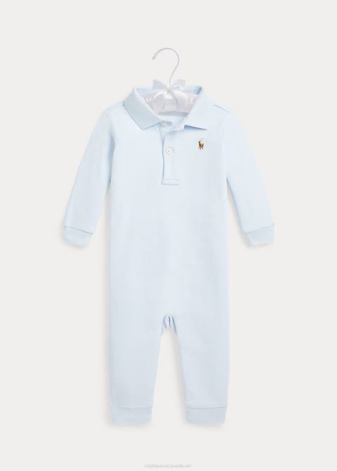 Baby Ralph Lauren Soft Cotton Polo Coverall 4DJ27739 Beryl Blue