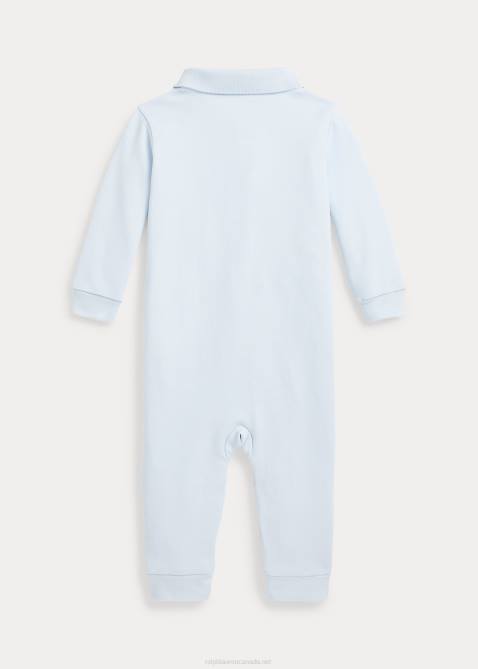 Baby Ralph Lauren Soft Cotton Polo Coverall 4DJ27739 Beryl Blue
