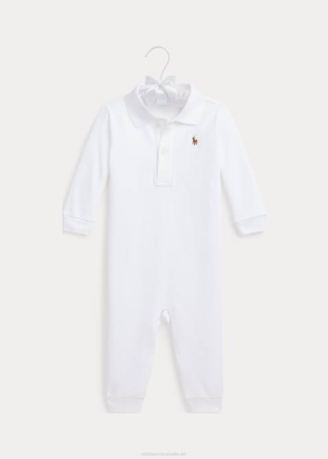 Baby Ralph Lauren Soft Cotton Polo Coverall 4DJ27740 White