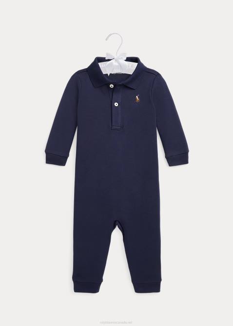 Baby Ralph Lauren Soft Cotton Polo Coverall 4DJ27741 Refined Navy