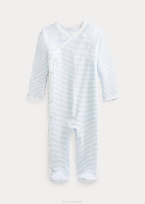 Baby Ralph Lauren Striped Cotton Footed Coverall 4DJ27716 Beryl Blue/White