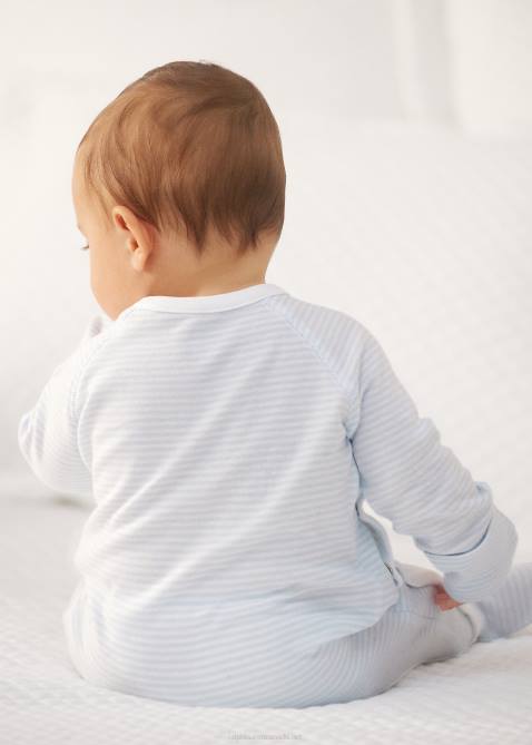 Baby Ralph Lauren Striped Cotton Footed Coverall 4DJ27716 Beryl Blue/White