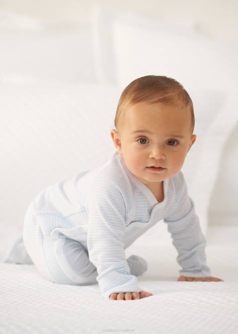 Baby Ralph Lauren Striped Cotton Footed Coverall 4DJ27716 Beryl Blue/White