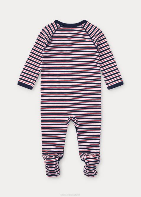Baby Ralph Lauren Striped Cotton Footed Coverall 4DJ27723 Refined Navy Multi