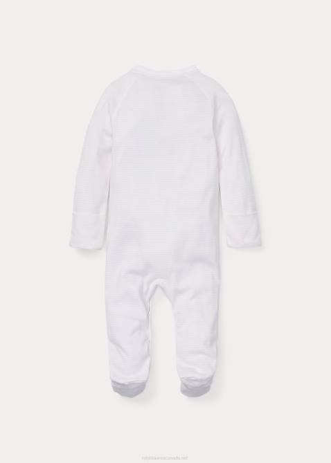Baby Ralph Lauren Striped Cotton Footed Coverall 4DJ27728 Delicate Pink/White