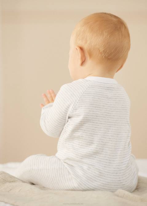 Baby Ralph Lauren Striped Cotton Footed Coverall 4DJ27733 Quartz Heather/White