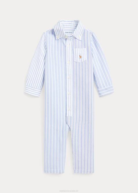 Baby Ralph Lauren Striped Cotton Oxford Fun Coverall 4DJ28170 Blue Funshirt