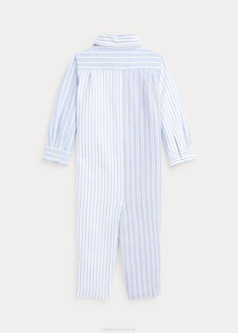 Baby Ralph Lauren Striped Cotton Oxford Fun Coverall 4DJ28170 Blue Funshirt