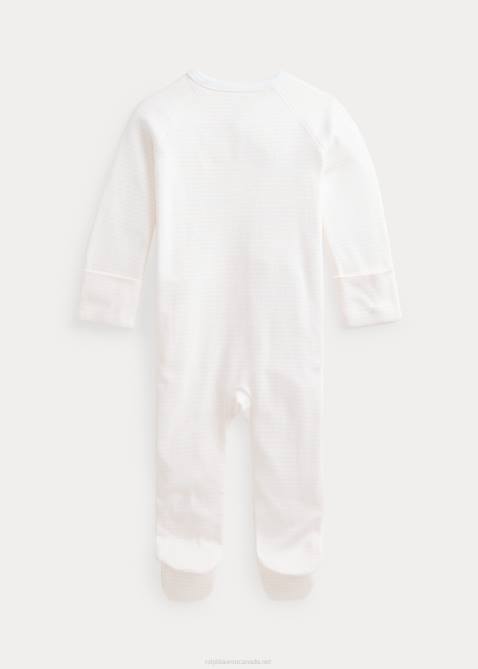Baby Ralph Lauren Striped Organic Cotton Footed Coverall 4DJ27727 Delicate Pink/White