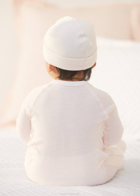 Baby Ralph Lauren Striped Organic Cotton Footed Coverall 4DJ27727 Delicate Pink/White