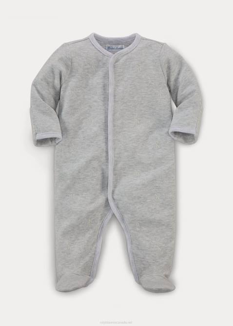 Baby Ralph Lauren Tonal Polo Pony Cotton Footed Coverall 4DJ210016 Quartz Grey Heather