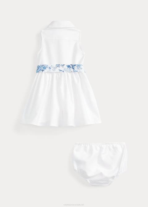 Baby Ralph Lauren Belted Oxford Shirtdress & Bloomer 4DJ27851 Deckwash White
