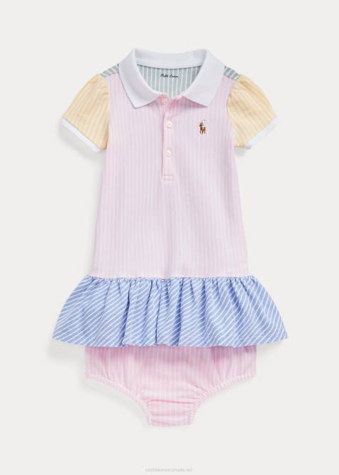 Baby Ralph Lauren Color-Blocked Mesh Polo Dress & Bloomer 4DJ27841 Pink/Green