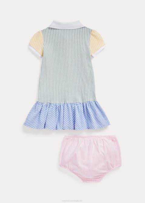 Baby Ralph Lauren Color-Blocked Mesh Polo Dress & Bloomer 4DJ27841 Pink/Green