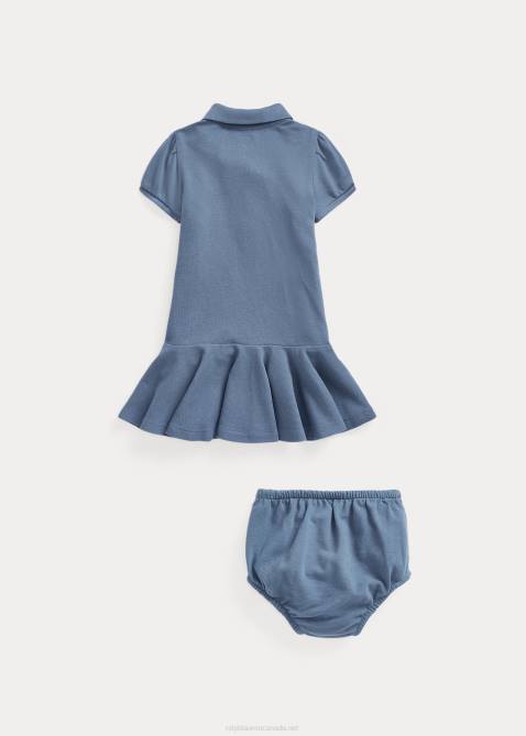 Baby Ralph Lauren Cotton Mesh Polo Dress 4DJ28222 Capri Blue