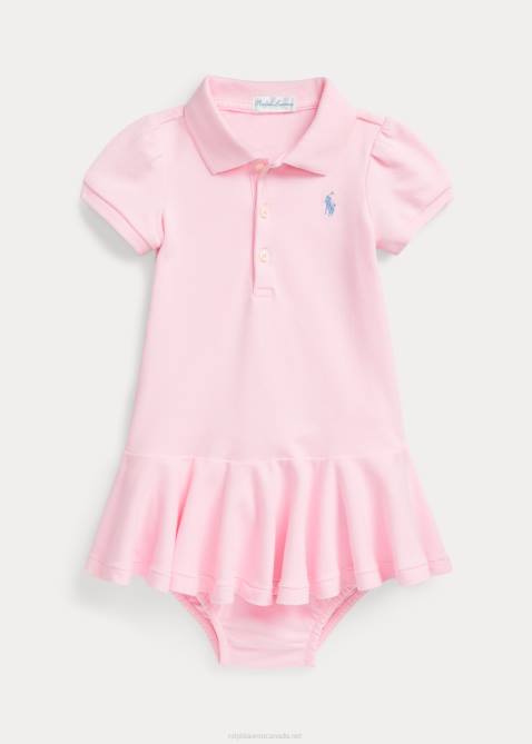 Baby Ralph Lauren Cotton Mesh Polo Dress 4DJ28223 Carmel Pink