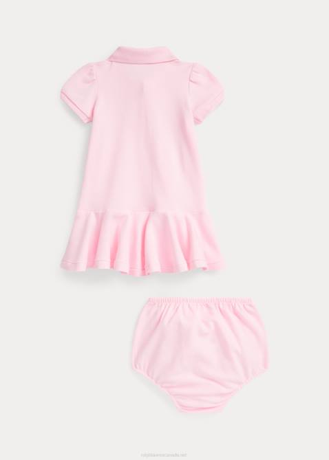 Baby Ralph Lauren Cotton Mesh Polo Dress 4DJ28223 Carmel Pink
