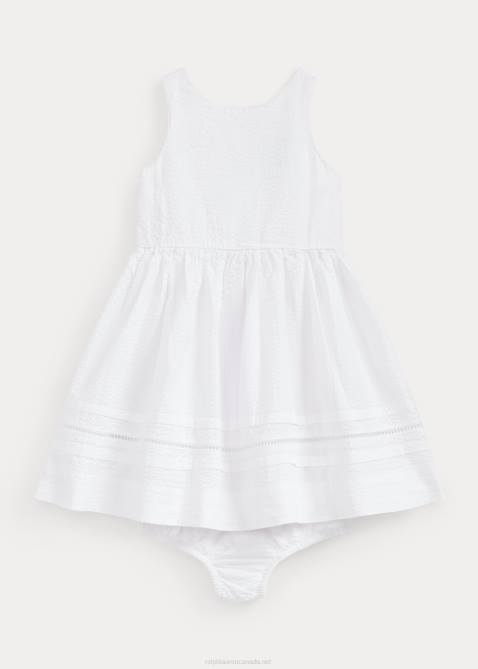 Baby Ralph Lauren Cotton Seersucker Dress & Bloomer 4DJ28241 White