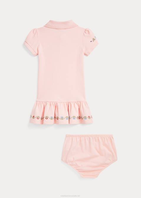 Baby Ralph Lauren Embroidered Mesh Polo Dress & Bloomer 4DJ28224 Pink Sand