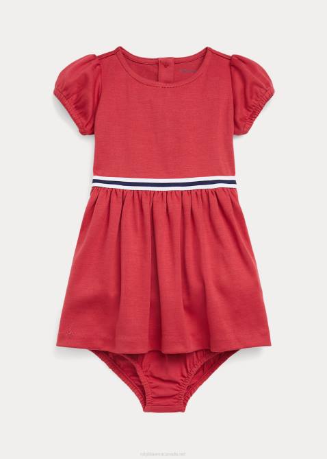 Baby Ralph Lauren Fit-and-Flare Ponte Dress & Bloomer 4DJ28236 Chili Pepper