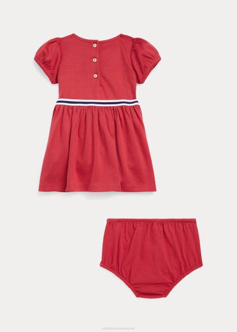 Baby Ralph Lauren Fit-and-Flare Ponte Dress & Bloomer 4DJ28236 Chili Pepper
