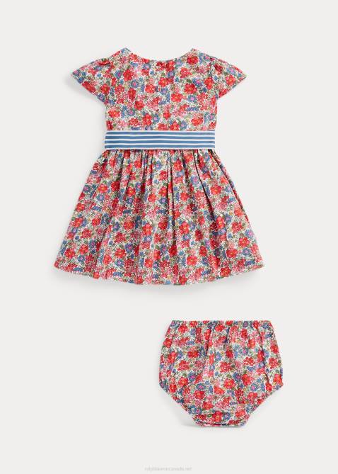 Baby Ralph Lauren Floral Cotton Poplin Dress & Bloomer 4DJ28240 Camden Floral