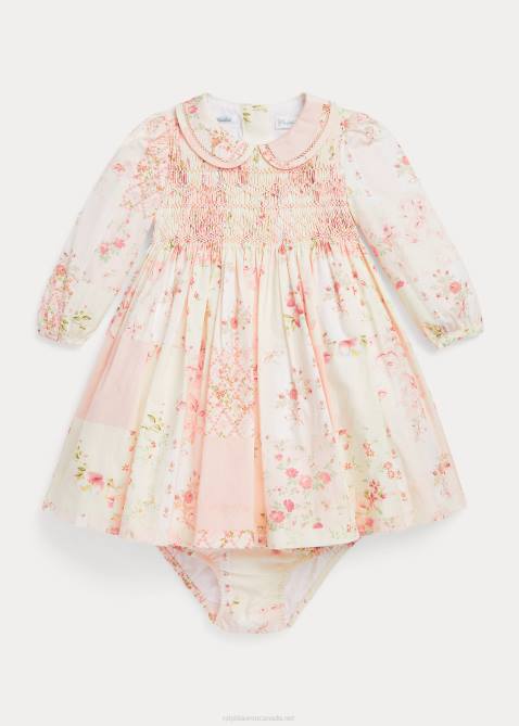 Baby Ralph Lauren Floral Smocked Poplin Dress & Bloomer 4DJ28242 Valentine Patchwork