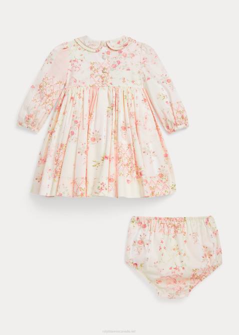 Baby Ralph Lauren Floral Smocked Poplin Dress & Bloomer 4DJ28242 Valentine Patchwork