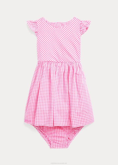 Baby Ralph Lauren Gingham Cotton Poplin Dress & Bloomer 4DJ28244 Pink/White