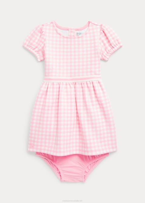 Baby Ralph Lauren Gingham Ponte Dress 4DJ28243 Pink Gingham