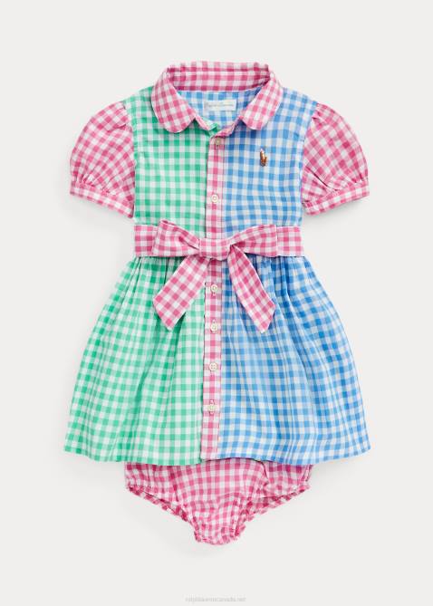 Baby Ralph Lauren Gingham Poplin Shirtdress & Bloomer 4DJ28225 Blue/White