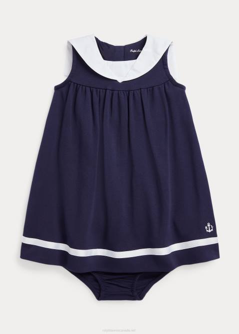 Baby Ralph Lauren Nautical Cotton Dress & Bloomer 4DJ27859 Refined Navy