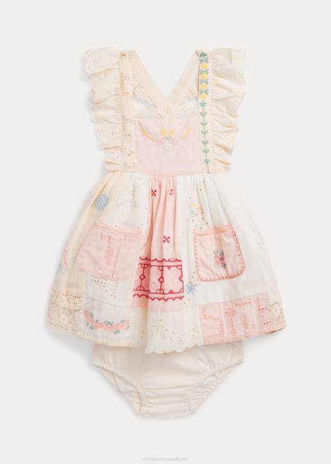 Baby Ralph Lauren Patchwork Cotton-Blend Dress & Bloomer 4DJ210032 White Multi