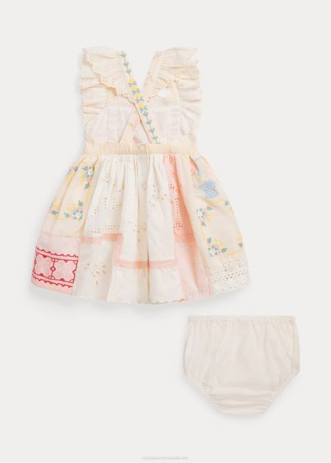 Baby Ralph Lauren Patchwork Cotton-Blend Dress & Bloomer 4DJ210032 White Multi