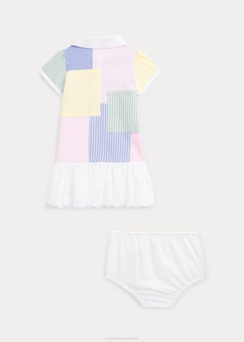 Baby Ralph Lauren Patchwork Mesh Polo Dress & Bloomer 4DJ27839 Carmel Pink