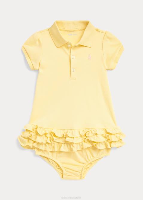 Baby Ralph Lauren Ruffled Cotton Polo Dress & Bloomer 4DJ27840 T-bird Yellow