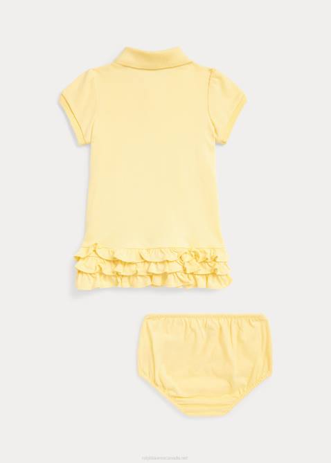 Baby Ralph Lauren Ruffled Cotton Polo Dress & Bloomer 4DJ27840 T-bird Yellow