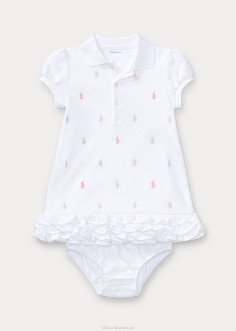 Baby Ralph Lauren Ruffled Polo Dress & Bloomer 4DJ27835 White