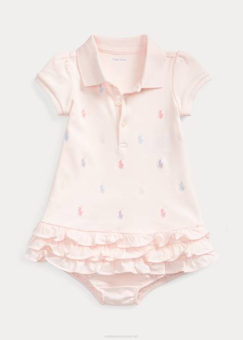Baby Ralph Lauren Ruffled Polo Dress & Bloomer 4DJ27836 Delicate Pink