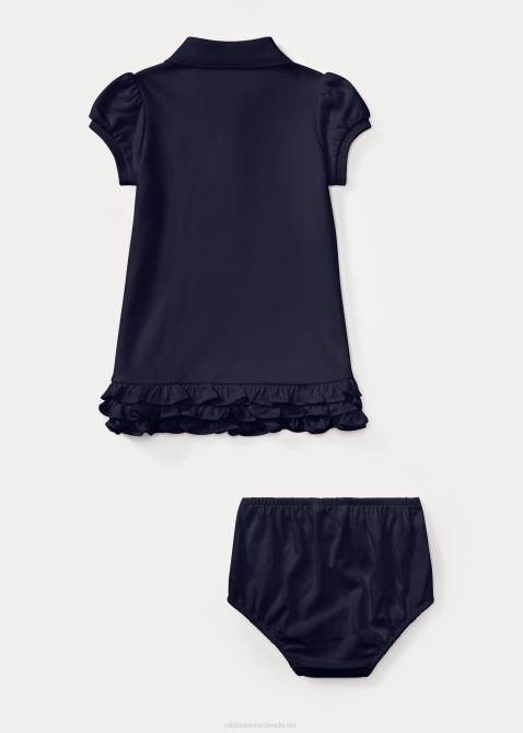 Baby Ralph Lauren Ruffled Polo Dress & Bloomer 4DJ27842 Refined Navy
